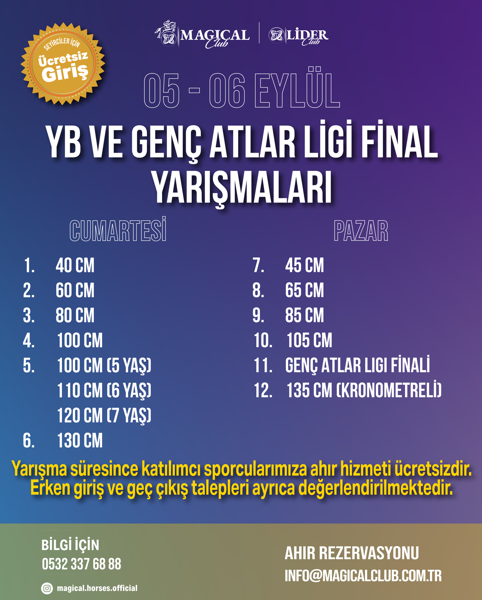 5-6 Eylül 2026 YB ve Genç Atlar Ligi Final Yarışmaları | Magical Club Çatalca