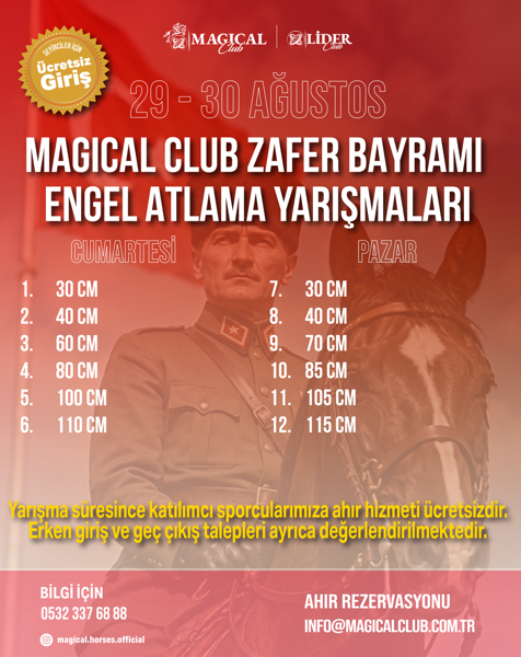 29-30 Ağustos 2026 Magical Club Zafer Bayramı Engel Atlama Yarışmaları